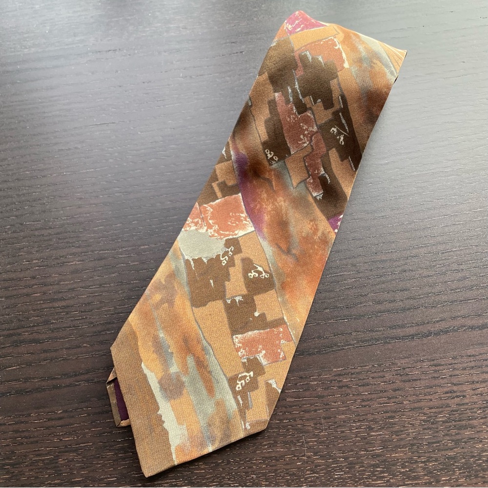 Abstract Patterned Brown Tie